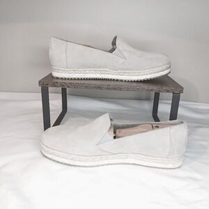 TOMS Suede Espadrille Platform Slip On Flats Women's Size 10 Light Beige